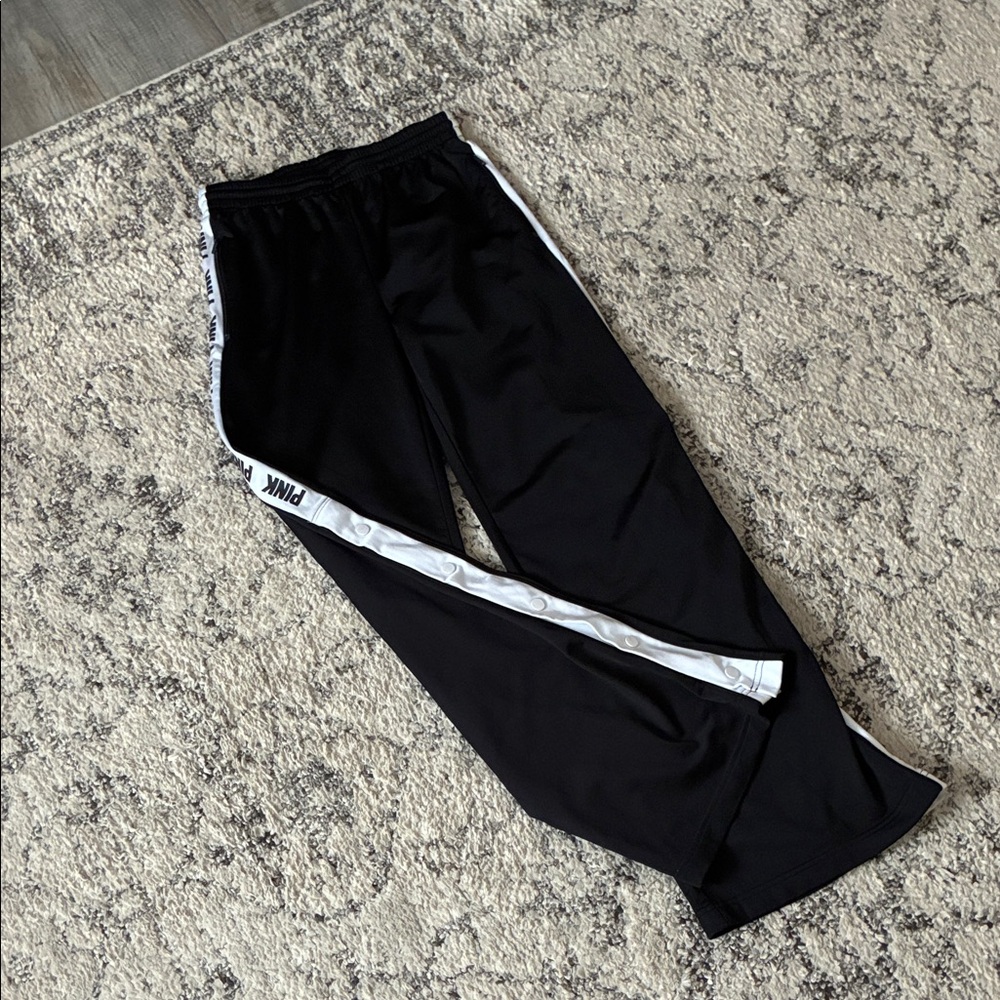 PINK Victoria's Secret Black Track Pants with White Stripes